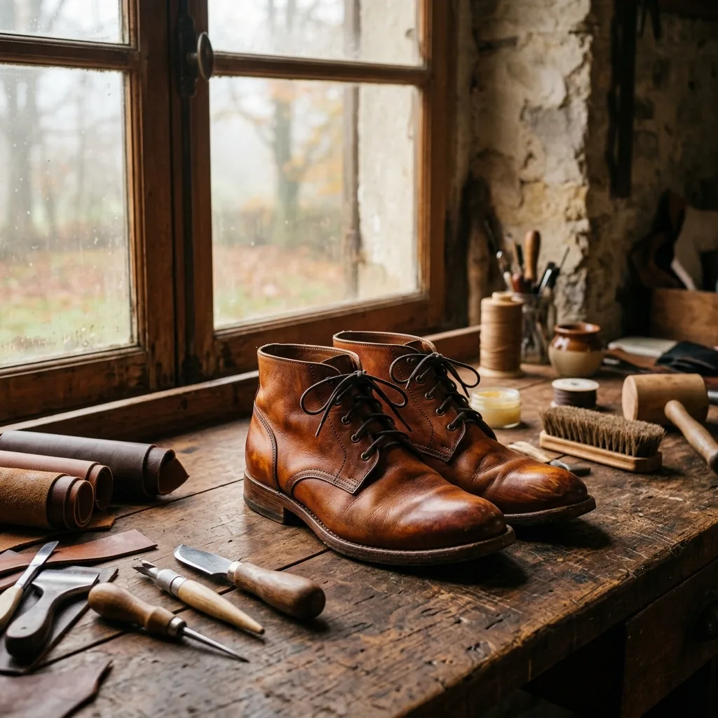 Chaussure femme en cuir patiné à la main